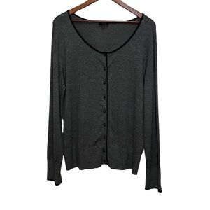 CHIC by Jacob Grey Button Up Scoop Neck Cardigan Sweater Size XL